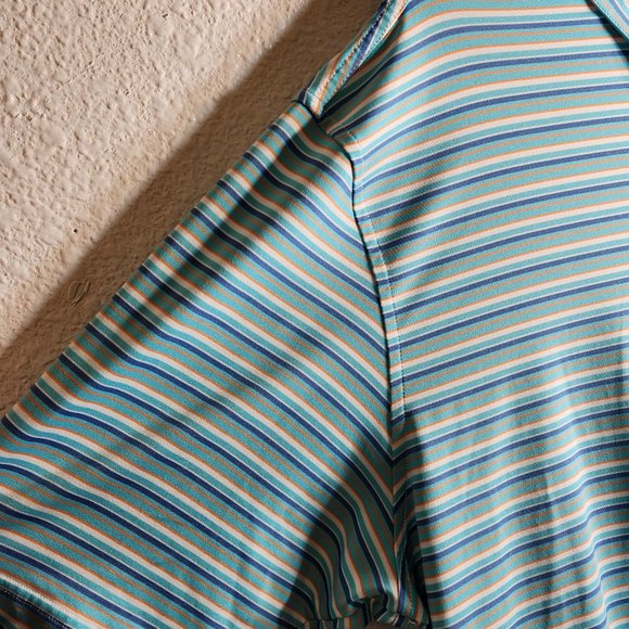 Straight Down Golf Polo Shirt Men’s XL Gray Striped Print Performance Top FstShp - Picture 2 of 11